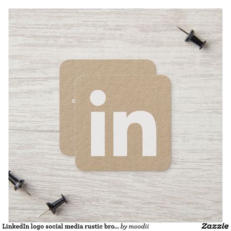 Linkedin Logo Social Media Rustic Brown Kraft Calling Card Zazzle
