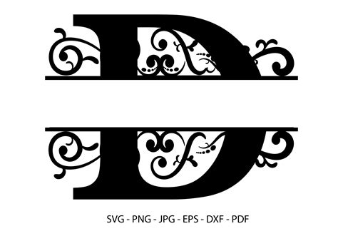 Letter D Split Monogram Svg