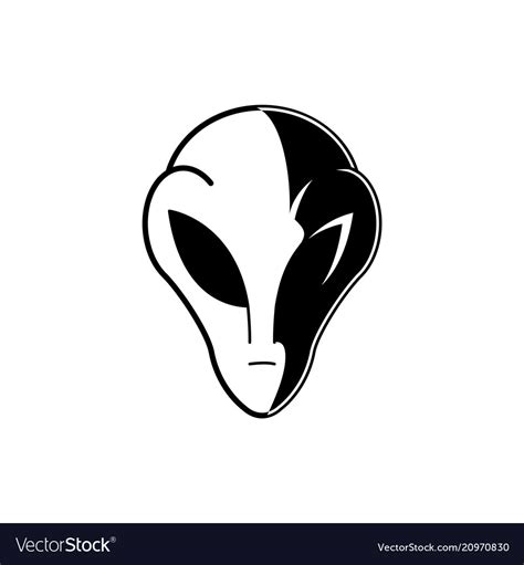 Extraterrestrial Alien Head Or Face In Black Vector Image