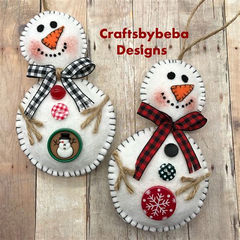 Snowman Ornaments / Set of 2 Ornaments / Christmas Tree | Etsy | Christmas tree ornaments felt ...
