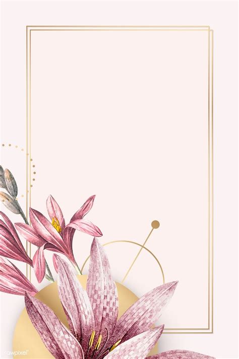 Pink Amaryllis Pattern With Gold Frame Vector Premium Image By