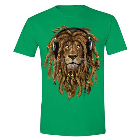 xtrafly apparel men s rasta lion of judah t shirt headphones jamaican rastafari zion bob marley