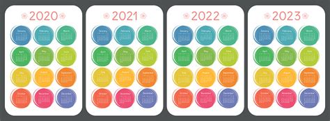 Calendar 2020 2021 2022 And 2023 Colorful Kids Sketch Doodle Style