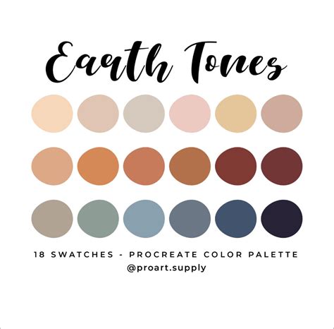 Earth Tones Procreate Color Palette Hex Codes Tan Orange Etsy Earth