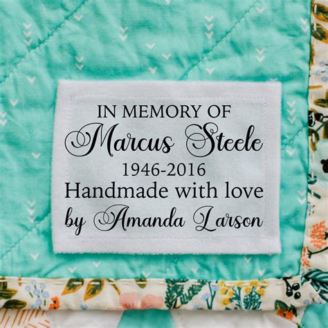 Memory Quilt Labels Personalized With Your Loved Ones Name And Years O