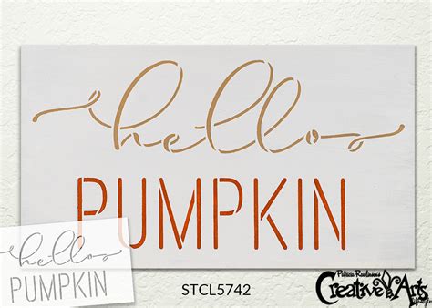 Hello Pumpkin Cursive Script Stencil By Studior12 Diy Autumn Fall