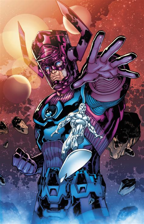 galactus and silver surfer digital colors over jim lee in m l s space marvel comic art