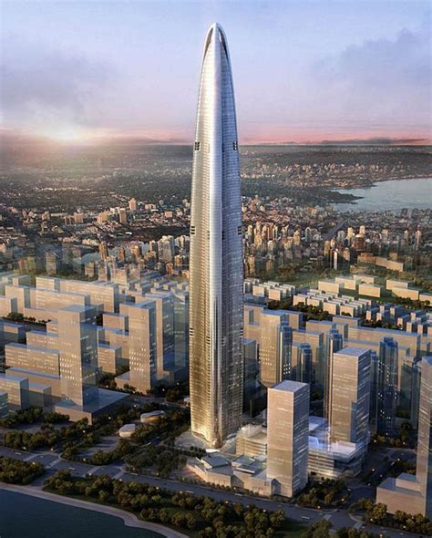 Wuhan greenland center features a uniquely streamlined form that combines three key shaping concepts—a tapered body, softly rounded corners and 6 apr 16 | world architecture news wuhan's supertall tower heads for the top construction on the wuhan greenland center is well underway. - 600m tall Wuhan Greenland Center | wordlessTech