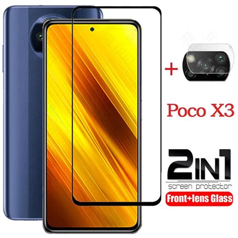 2 In 1 Protective Glass For Poco X3 M3 Glass For Xiaomi Poco X3 Nfc Screen Protector 9h Camera