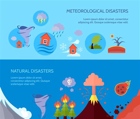 Natural Disaster 2 Flat Banners Composition 465952 Vector Art At Vecteezy