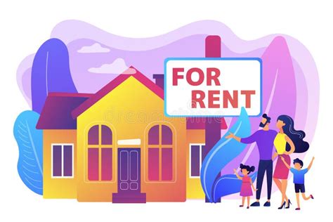 For Rent House Shows Rental Or Lease Property Stock Illustration