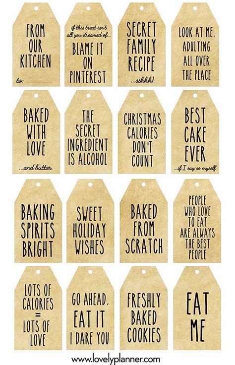 Free Printable Funny Baking Gift Tags Lovely Planner Funny