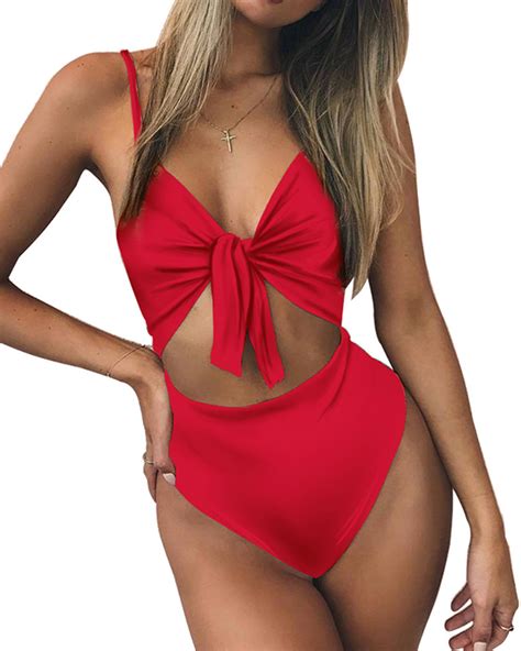 Us 2855 Sexy Bowknot Cutout One Piece Swimsuit