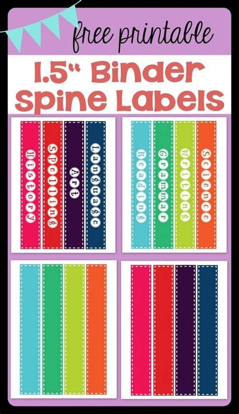 Spice label template under fontanacountryinn com. FREE PRINTABLE 1.5" Binder Spine Labels for basic school subjects AND blanks for you to ...