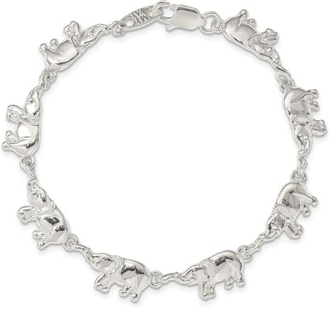Solid 925 Sterling Silver Elephants Bracelet 7 Inches Amazonca Jewelry