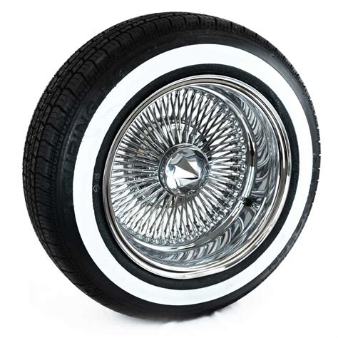14x7 Reverse Chrome 100 Spoke Lowrider Wire Wheels Whitewall Tires