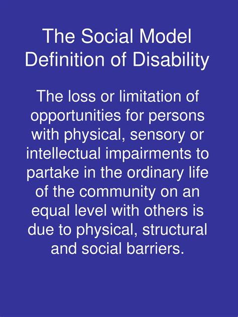 Ppt The Social Model Definition Of Disability Powerpoint Presentation