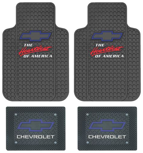 Chevrolet Chevy The Heartbeat Of America Large Logo 4 Pc Rubber Floor