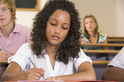 Female College Student Listening To A Lecture Stock Image Image Of