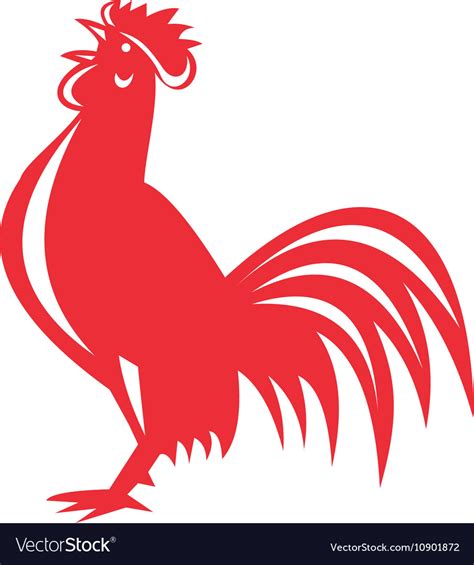 Chicken Rooster Crowing Retro Royalty Free Vector Image
