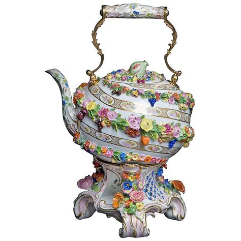 Meissen Teapot With Foot Warmer Circa 1830 Tea Pots Porcelain Tea