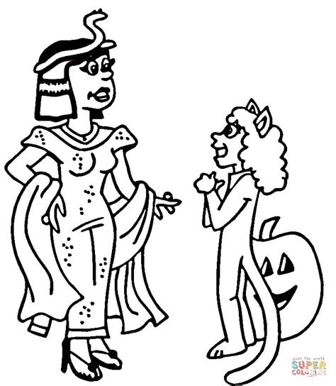 Dibujo De Disfraz De Cleopatra En Halloween Para Colorear Dibujos Para Colorear Imprimir Gratis