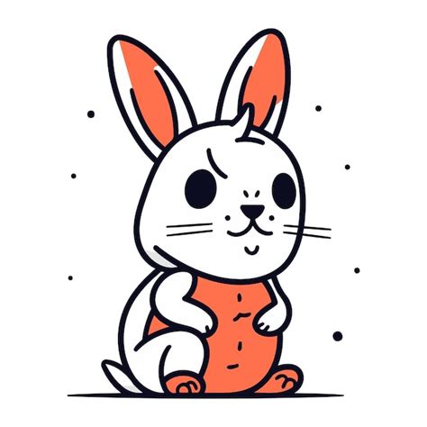 Premium Vector Cute Little Rabbit Vector Illustration In Doodle Style