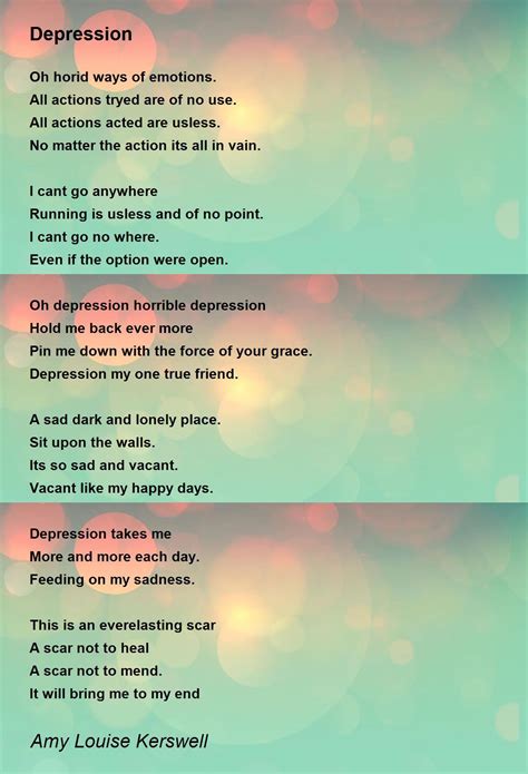 Depression Depression Poem By Amy Louise Kerswell