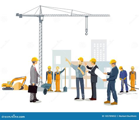 Construction Site With Architect And Engineers Stock Vector
