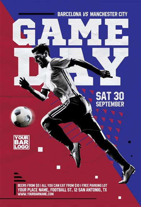 Soccer Game Day Flyer Template Sports Graphic Design Sport Poster