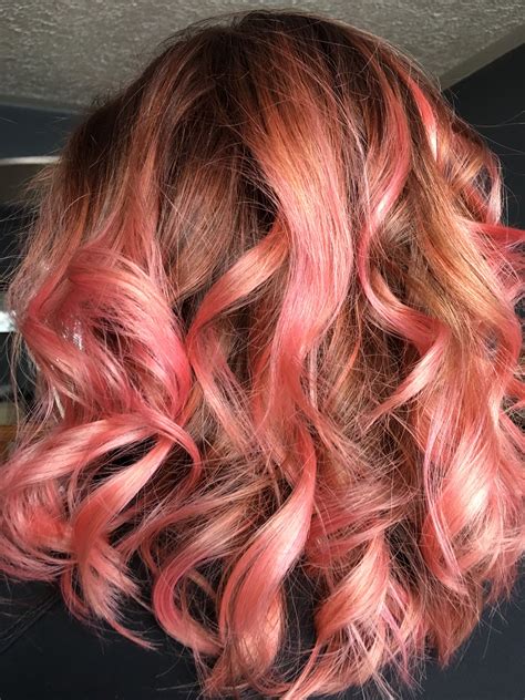 Stunning Pink And Coral Hair Color