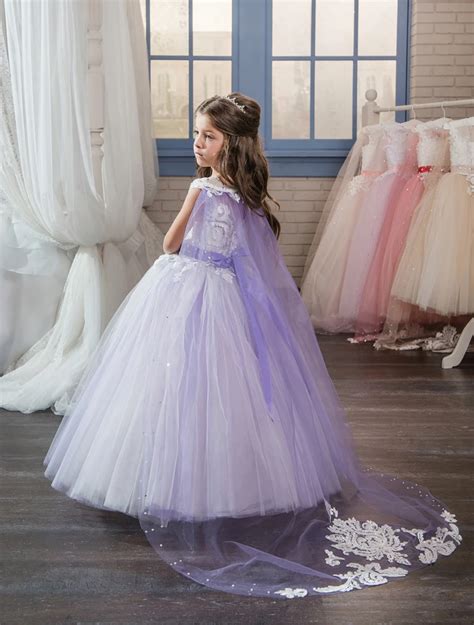 Pretty Lace Applique Long Pageant Dresses For Little Girls Glitz With