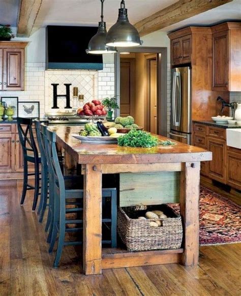 32 Stunning Rustic Kitchen Design And Decor Ideas Kitchen Island With
