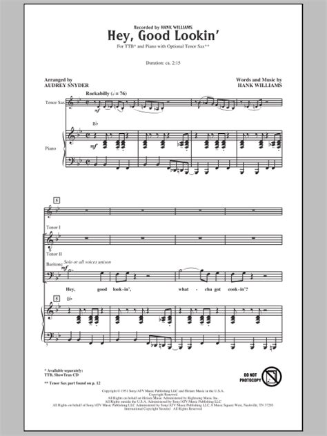 Audrey Snyder Hey Good Lookin Sheet Music Pdf Notes Chords