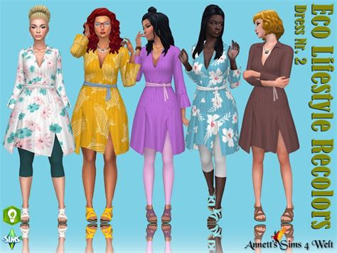 Annetts Sims 4 Welt Eco Lifestyle Recolors Dress Nr2 In 2020
