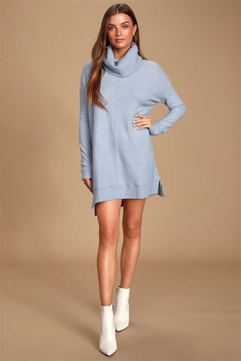 Cute Sweater Dress Light Blue Sweater Dress Cowl Neck Dress Lulus