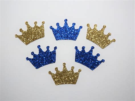 25 Gold And Royal Blue Glitter Crownsbaby