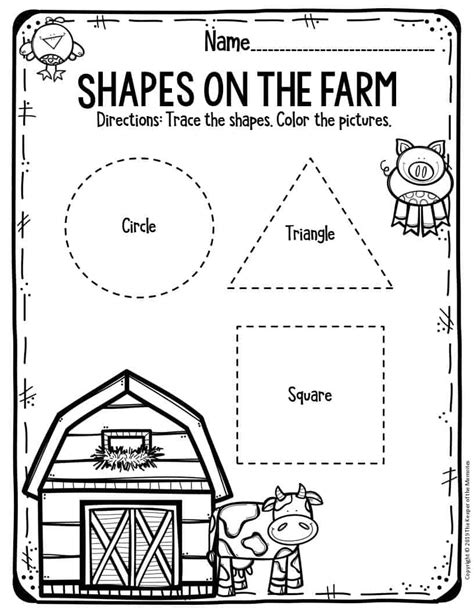 Preschool Worksheets Shapes On The Farm The Keeper Of The Memories
