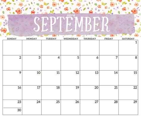 September Calendar 2018 September Calendar Printable Free Printable