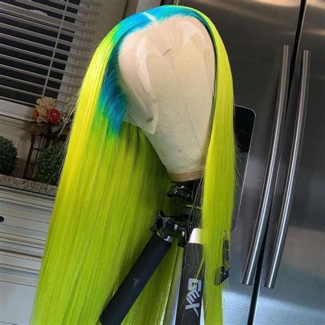 Green Ombre Ombre Color Color Blue Frontal Wigs Lace Frontal Wig