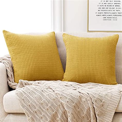 Deconovo Set Of 2 Super Soft Solid Cushion Covers Corduroy Large