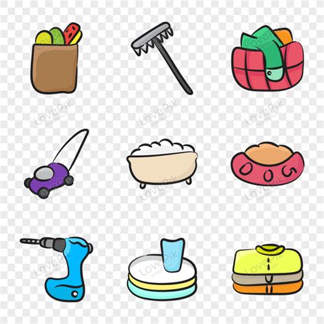 Household Chores Doodle Icons Free Png And Clipart Image For Free