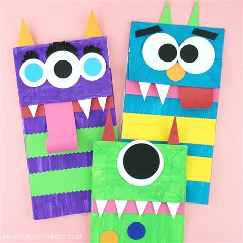 Paper Bag Monster Puppets I Heart Crafty Things