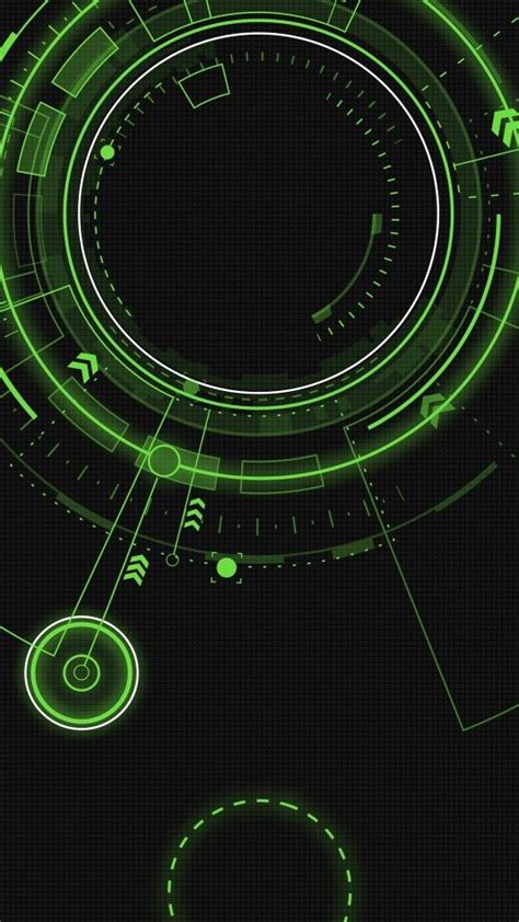 Green Circles Tech Arrows Black Wallpaper Background Smartphone