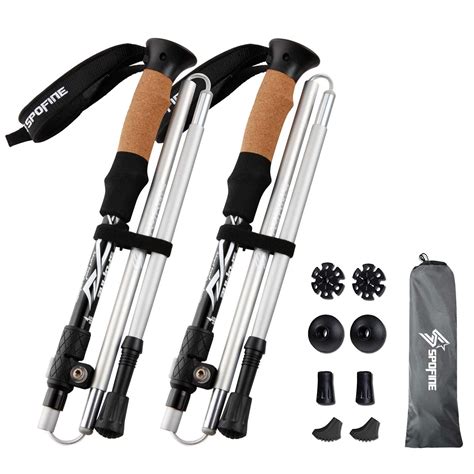 Spofine Trekking Poles 2 Pack Collapsible Hiking Poles Folding Walking