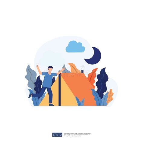 Backpacker And Camping Holiday Illustration With No Face Young Man