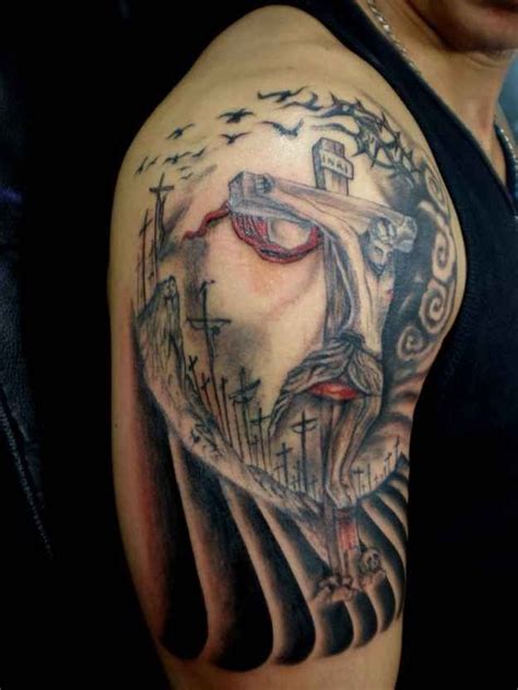 Also, he is a repeat offender: Awesome crucifixion of jesus tattoo on shoulder - Tattooimages.biz