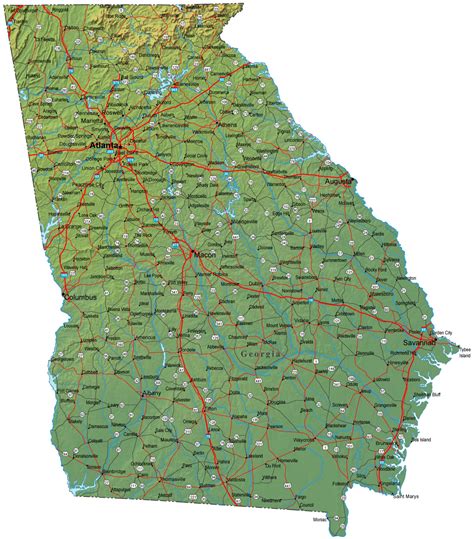 Georgia State Map With Cities Map
