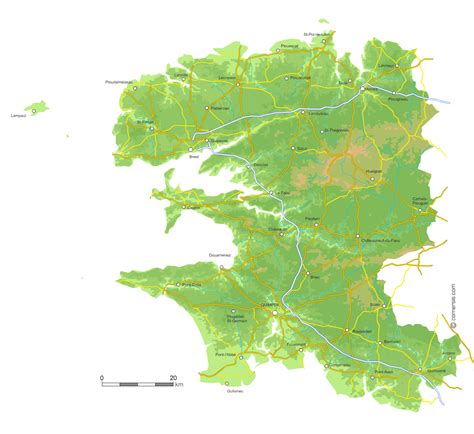 Carte Du Relief Du Finistère