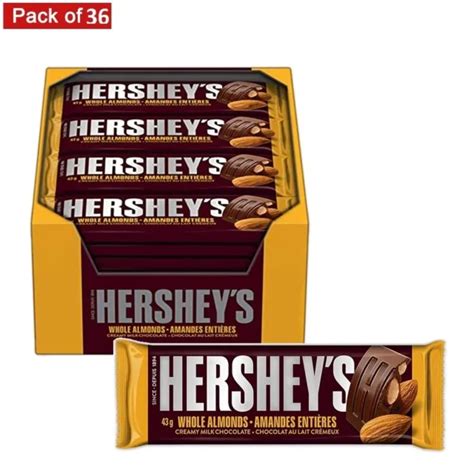 Hersheys Chocolate Candy Bar With Almonds 43g Pack Of 36 7482
